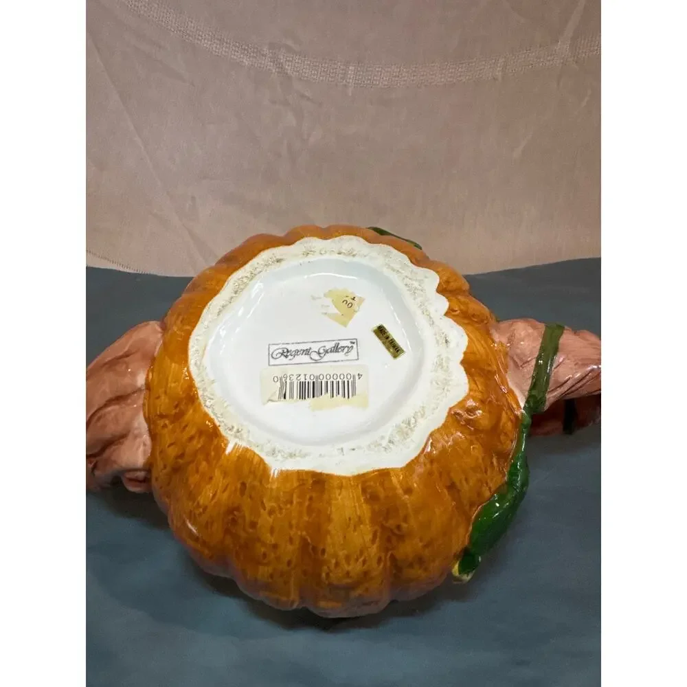 Vintage Regent Gallery Ceramic Pumpkin Teapot Fall Harvest Thanksgiving Tea Pot